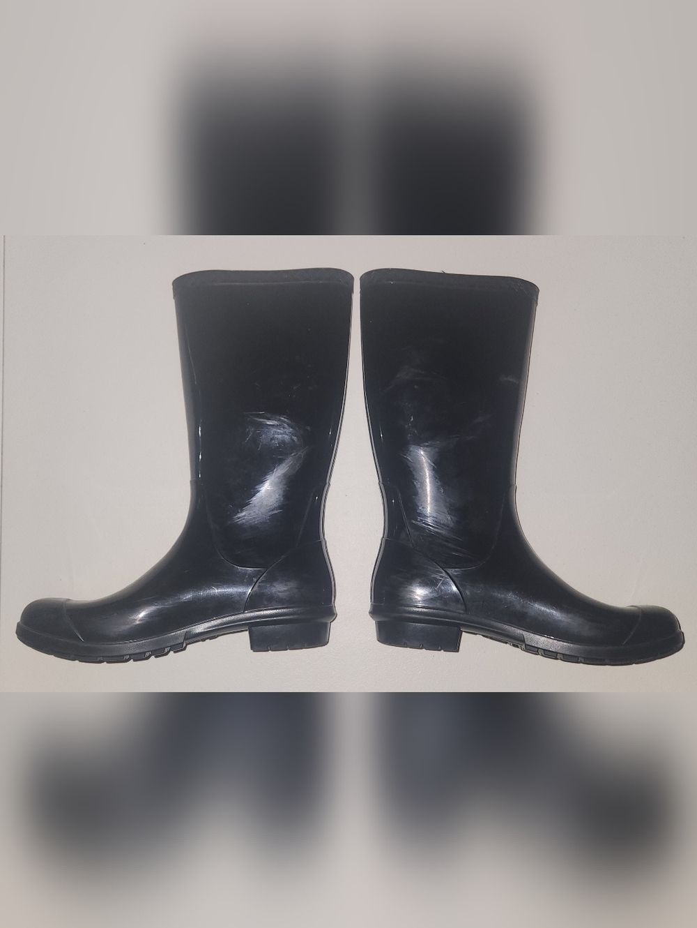 ‼️OFFERS‼️UGG Shaye Waterproof Rain Boots Black Gloss Size 8 Sheepskin Lined